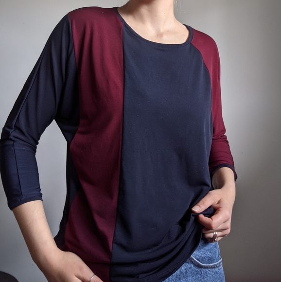 (2/$20) Drapey colour blocked shirt - Picture 4 of 4